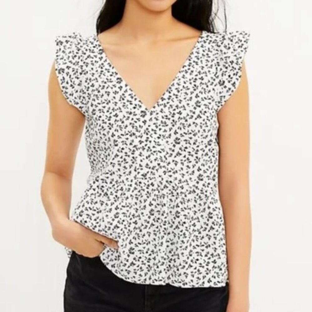 LOFT Flutter Peplum Top XS